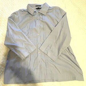 Lands' End Sz 18 Purple W/Vertical Ruffels, Botton Down & 12½" Long Sleeves